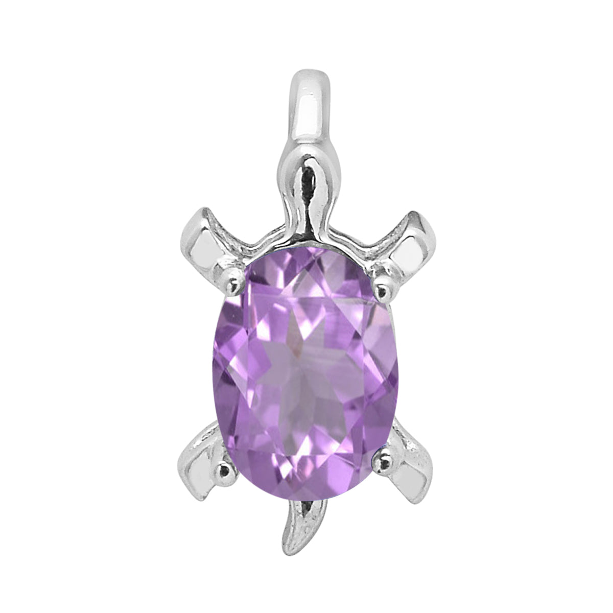 Multi Stone Turtle Pendant - Sterling Silver