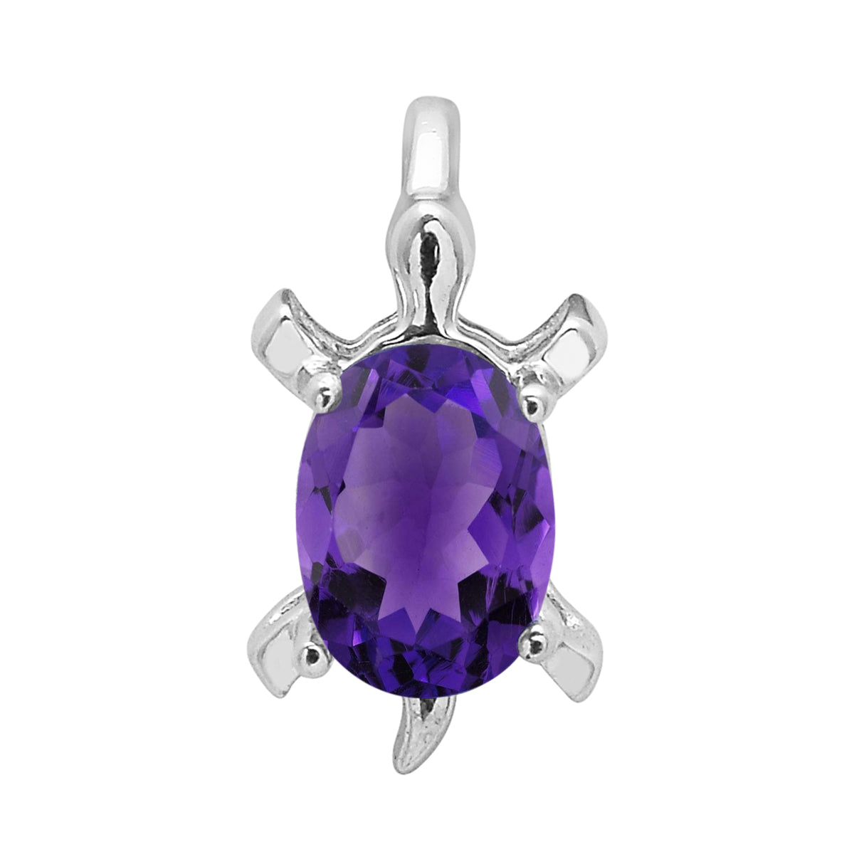 Multi Stone Turtle Pendant - Sterling Silver