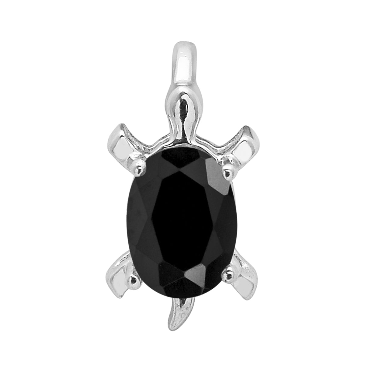 Multi Stone Turtle Pendant - Sterling Silver