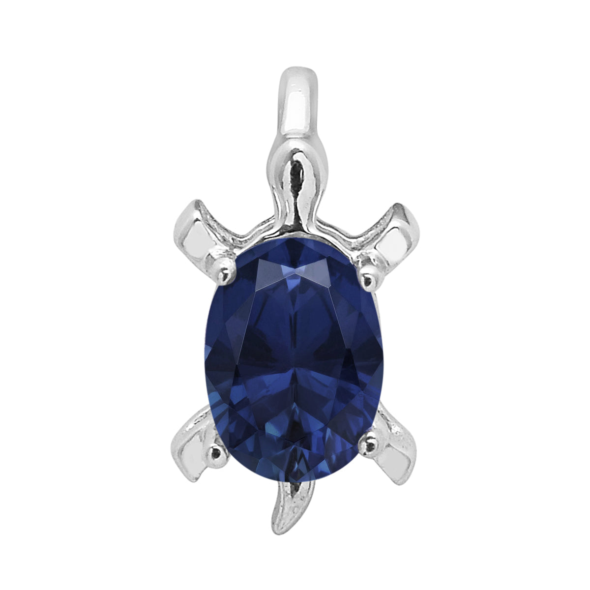 Multi Stone Turtle Pendant - Sterling Silver