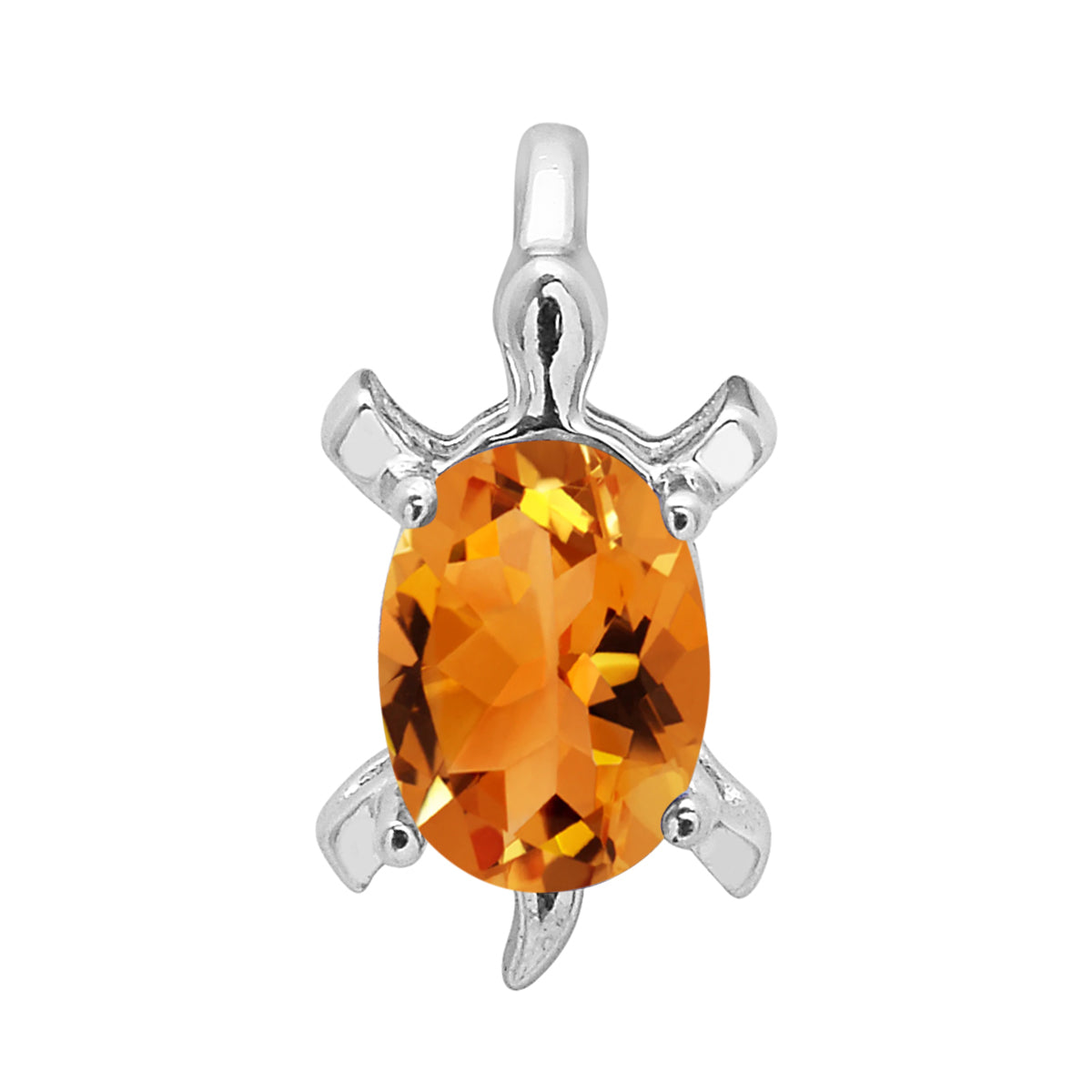 Multi Stone Turtle Pendant - Sterling Silver