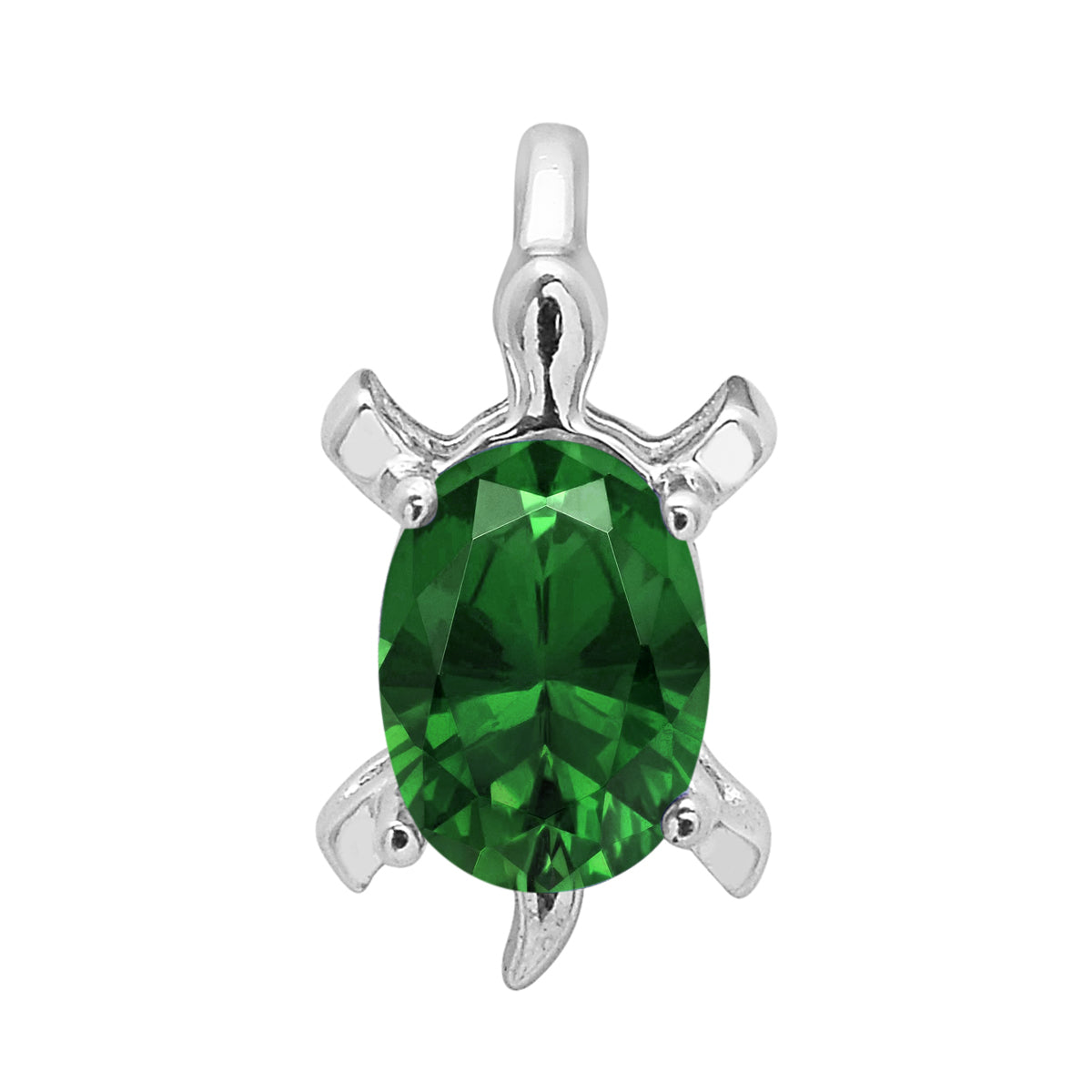 Multi Stone Turtle Pendant - Sterling Silver