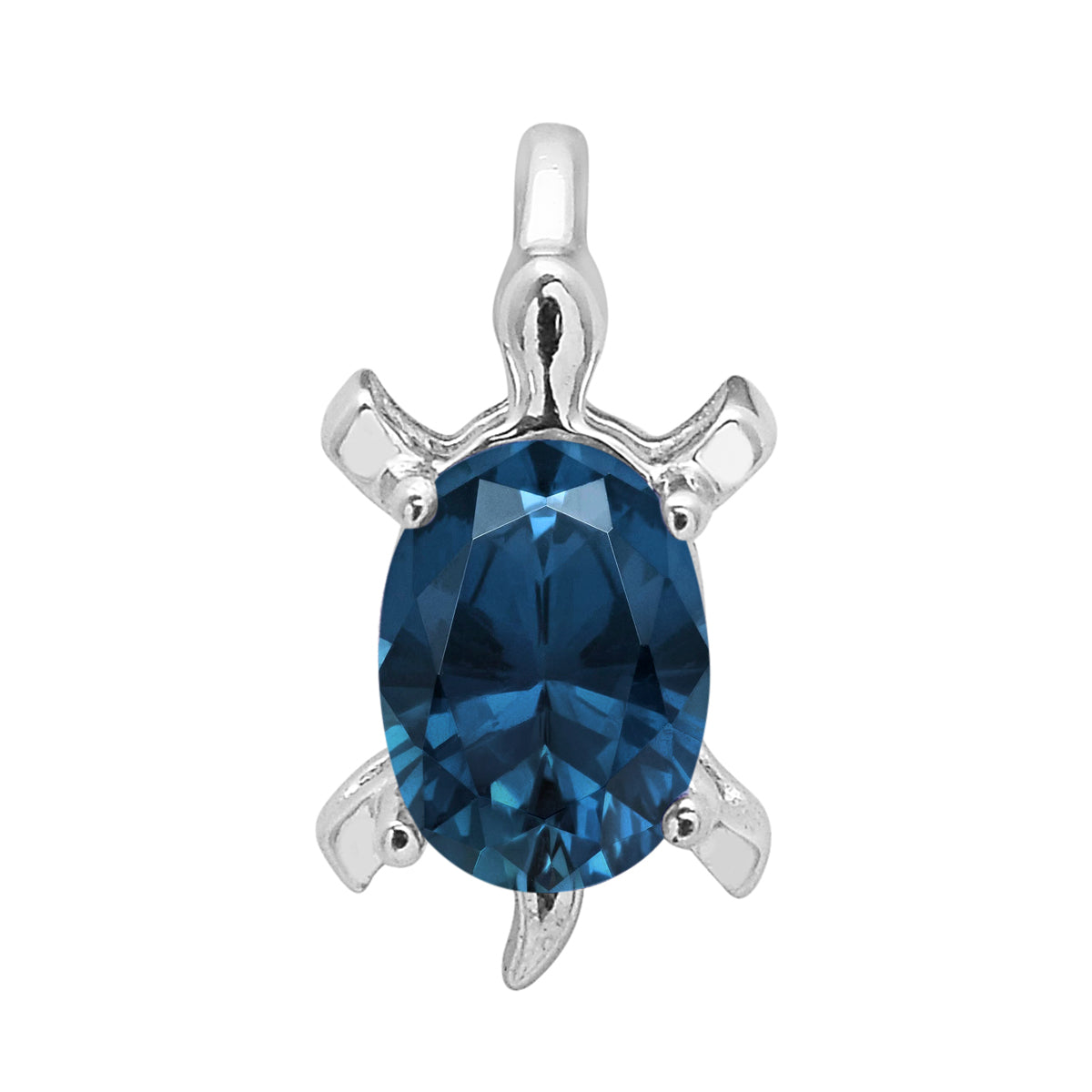 Multi Stone Turtle Pendant - Sterling Silver