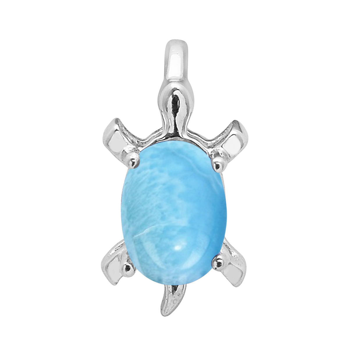Multi Stone Turtle Pendant - Sterling Silver