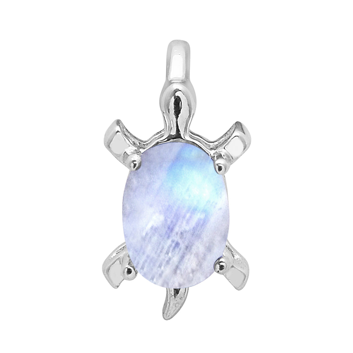 Multi Stone Turtle Pendant - Sterling Silver