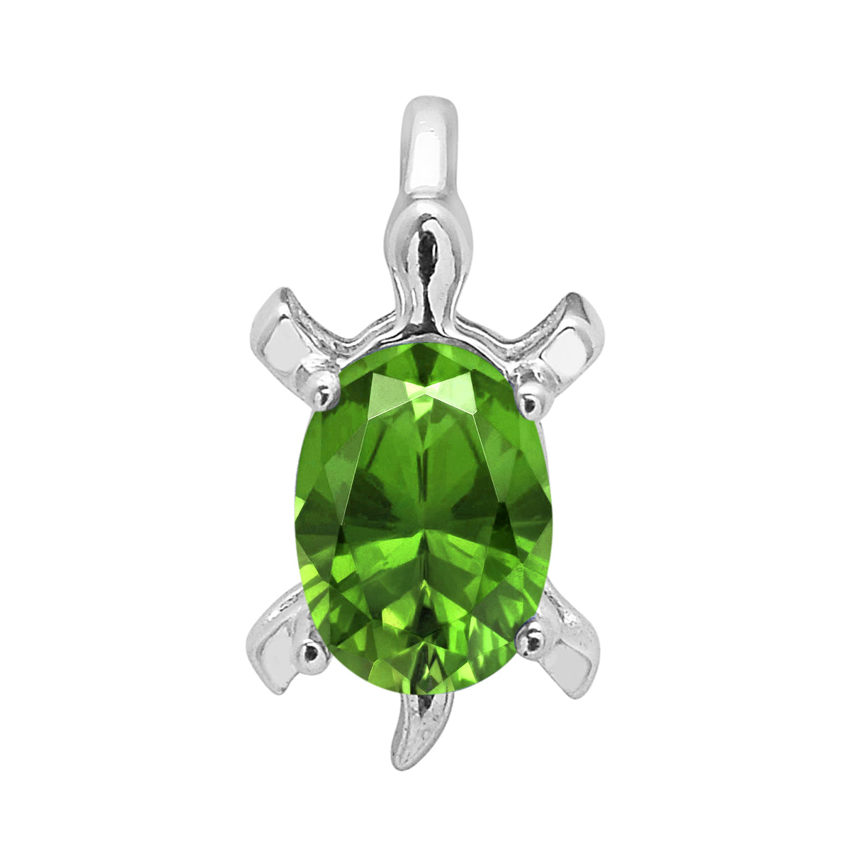 Multi Stone Turtle Pendant - Sterling Silver