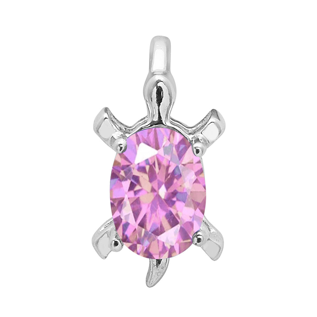 Multi Stone Turtle Pendant - Sterling Silver