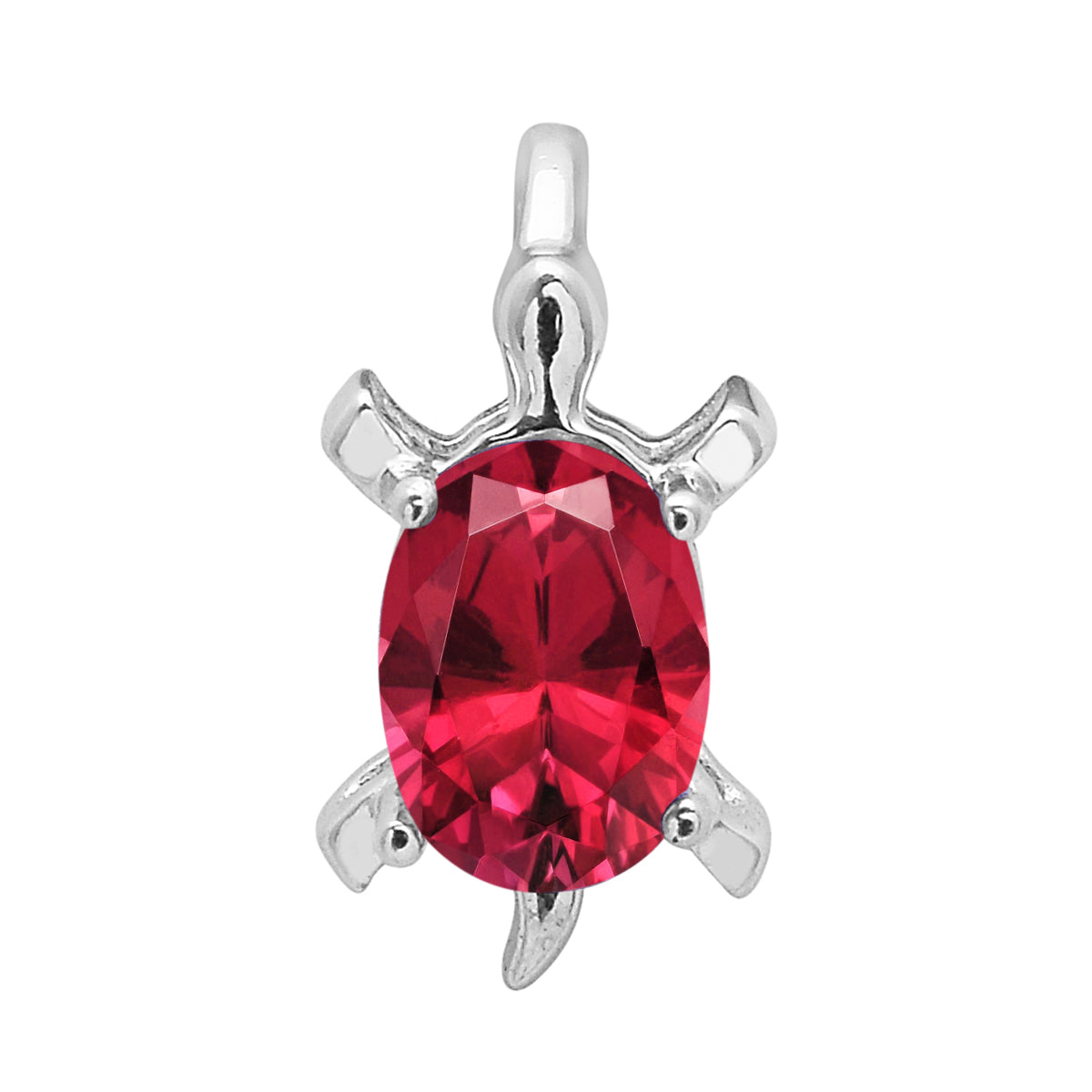Multi Stone Turtle Pendant - Sterling Silver