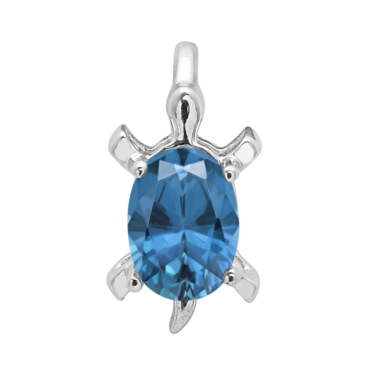 Multi Stone Turtle Pendant - Sterling Silver