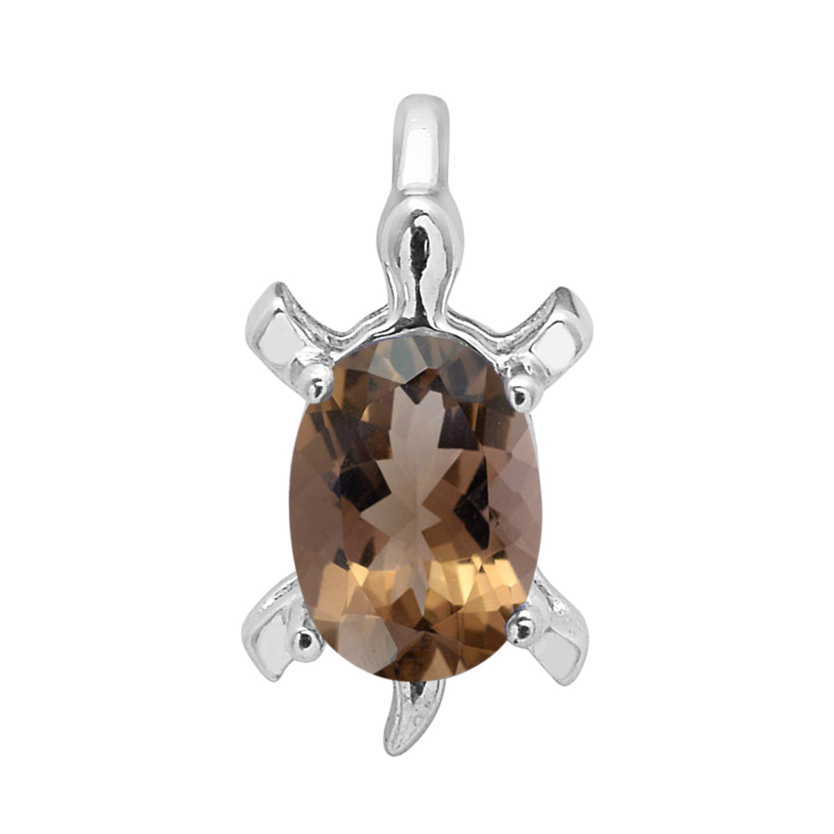 Multi Stone Turtle Pendant - Sterling Silver