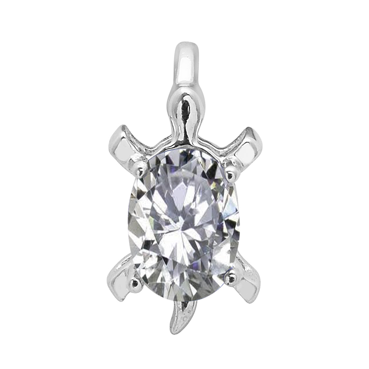 Multi Stone Turtle Pendant - Sterling Silver