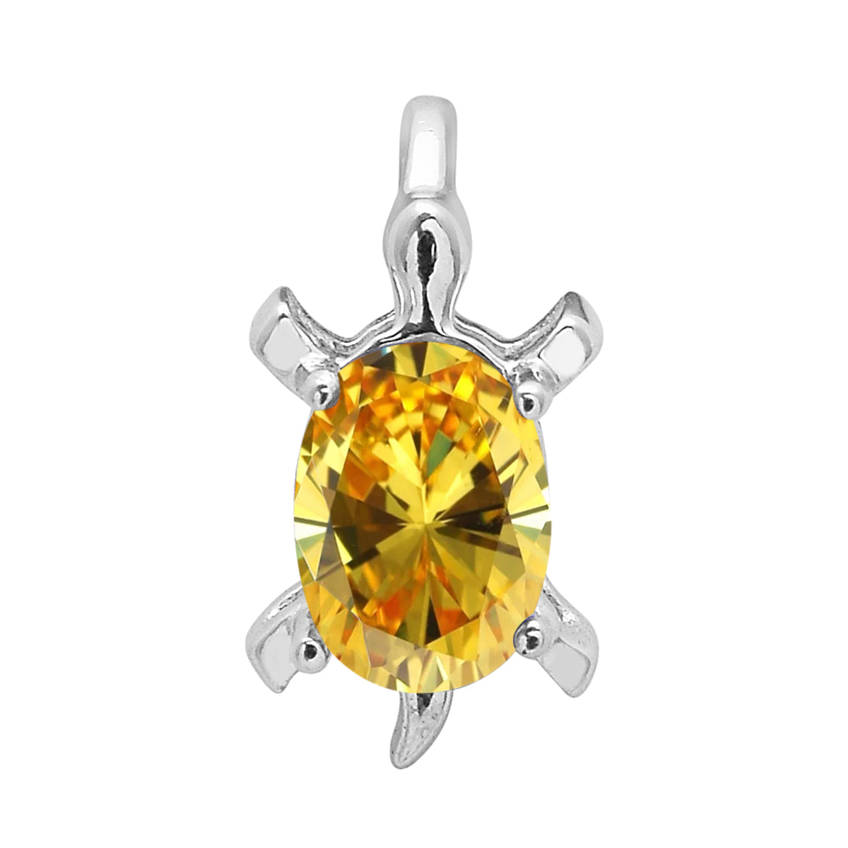 Multi Stone Turtle Pendant - Sterling Silver