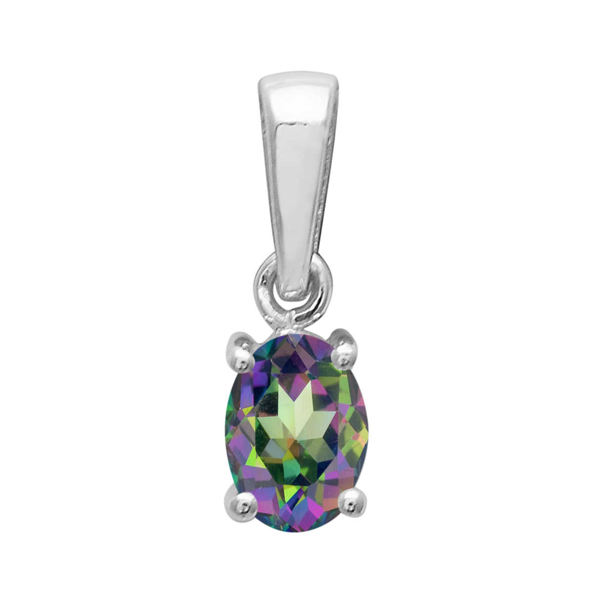 Multi Stone Oval Cut Pendant - Sterling Silver