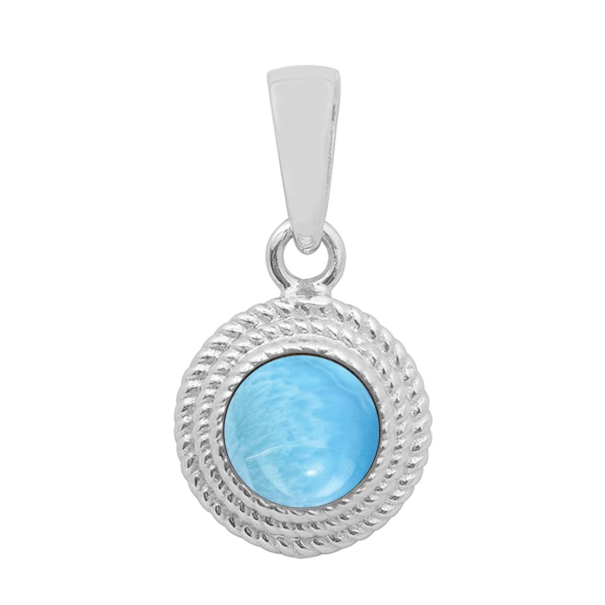 Multi Stone Textured Bezel Round Pendant – Sterling Silver