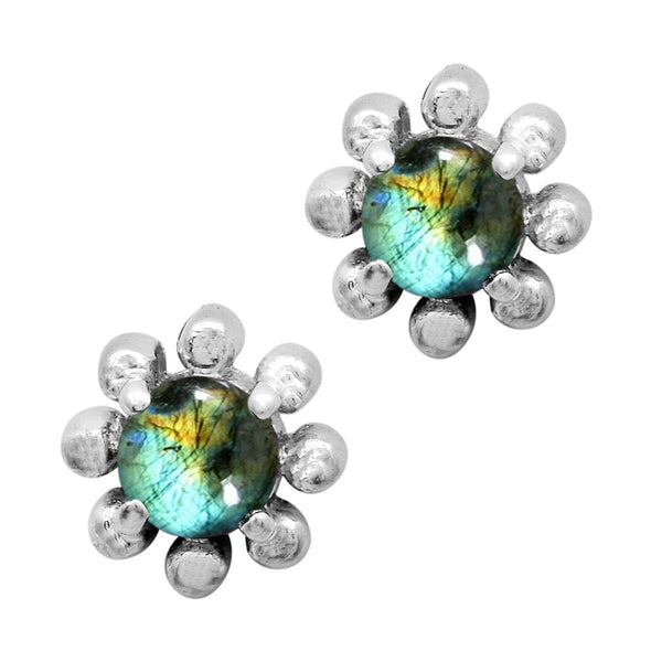 Round 4 MM Multi Choice Gemstone 925 Sterling Silver Earring