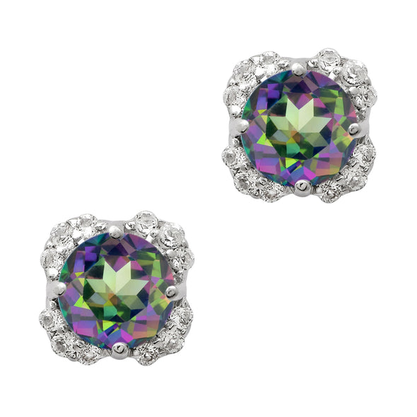 Round Multi Choice Gemstone 925 Sterling Silver Earring