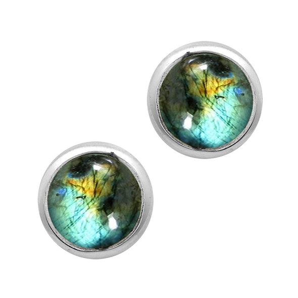 Bezel Set 5 MM Round Multi Choice Gemstone 925 Sterling Silver Earring