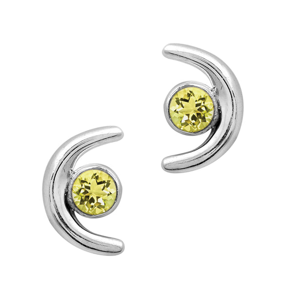 Crescent Half Moon Multi Choice Gemstone 925 Sterling Silver Earring