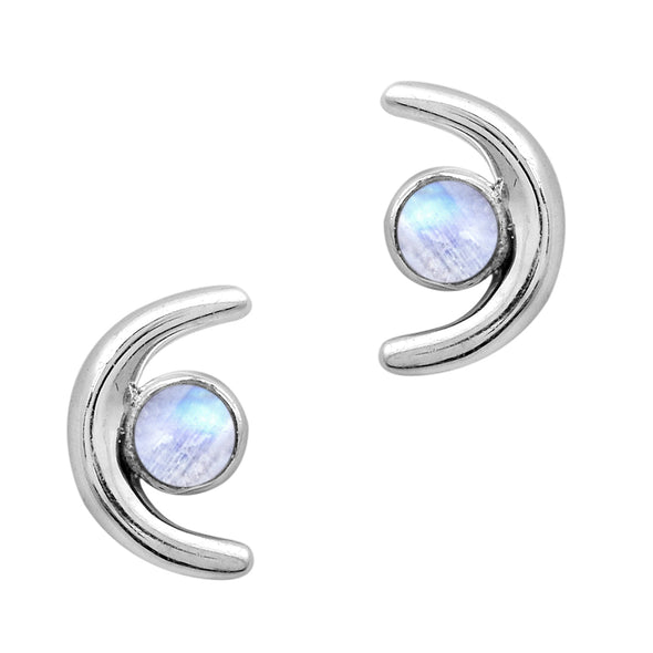 Crescent Half Moon Multi Choice Gemstone 925 Sterling Silver Earring