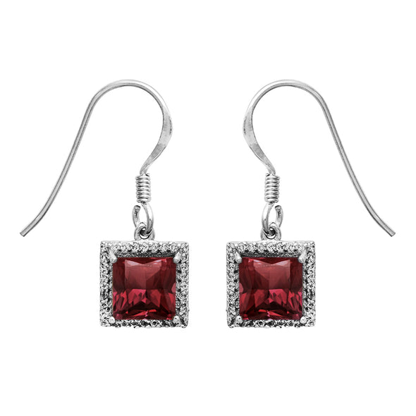 Square Multi Choice Gemstone Dangle 925 Sterling Silver Earring