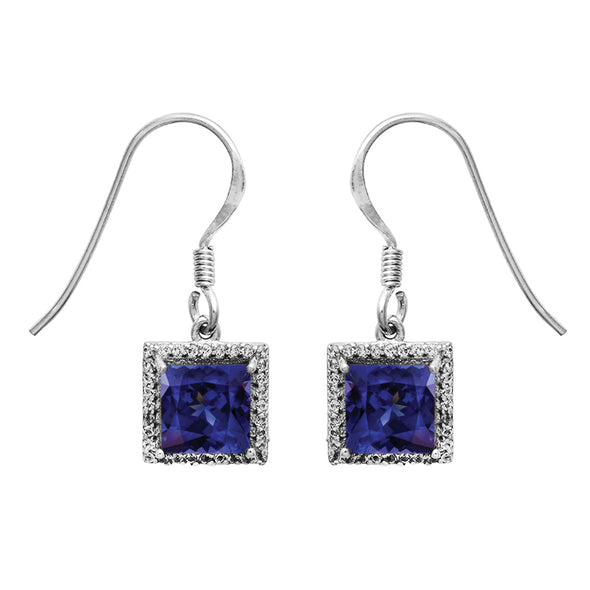 Square Multi Choice Gemstone Dangle 925 Sterling Silver Earring