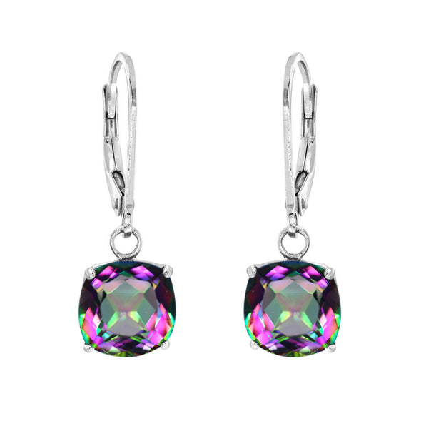 Solitaire Square Multi Choice Gemstone 925 Sterling Silver Earring