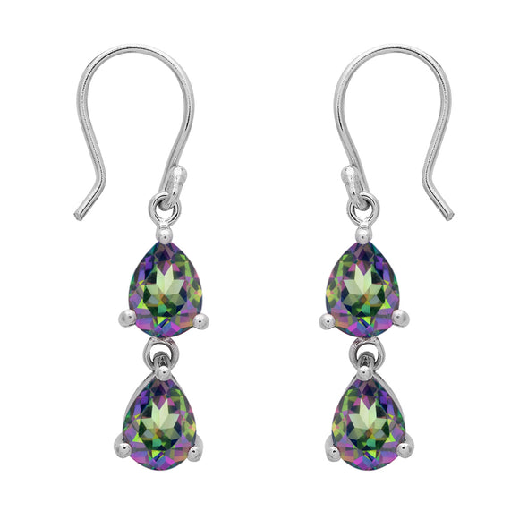 Two Stone Pear Multi Choice Gemstone 925 Sterling Silver Earring