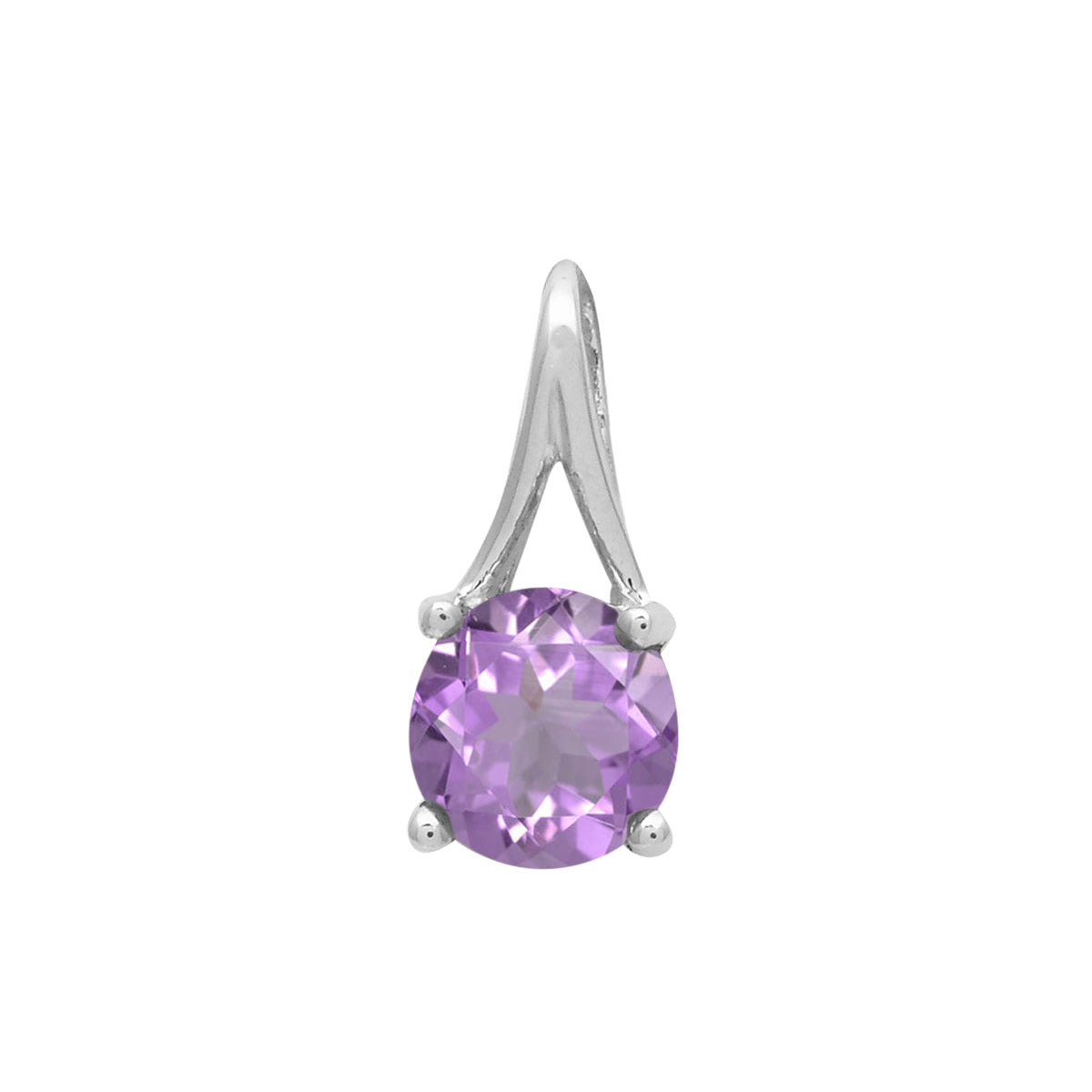 Multi Stone Round Solitaire Pendant - Sterling Silver