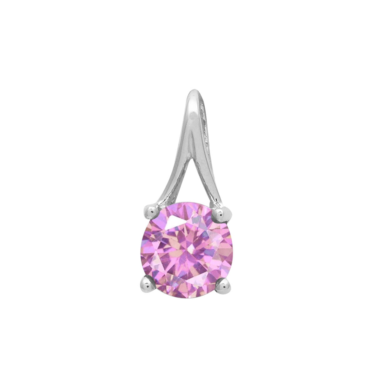 Multi Stone Round Solitaire Pendant - Sterling Silver