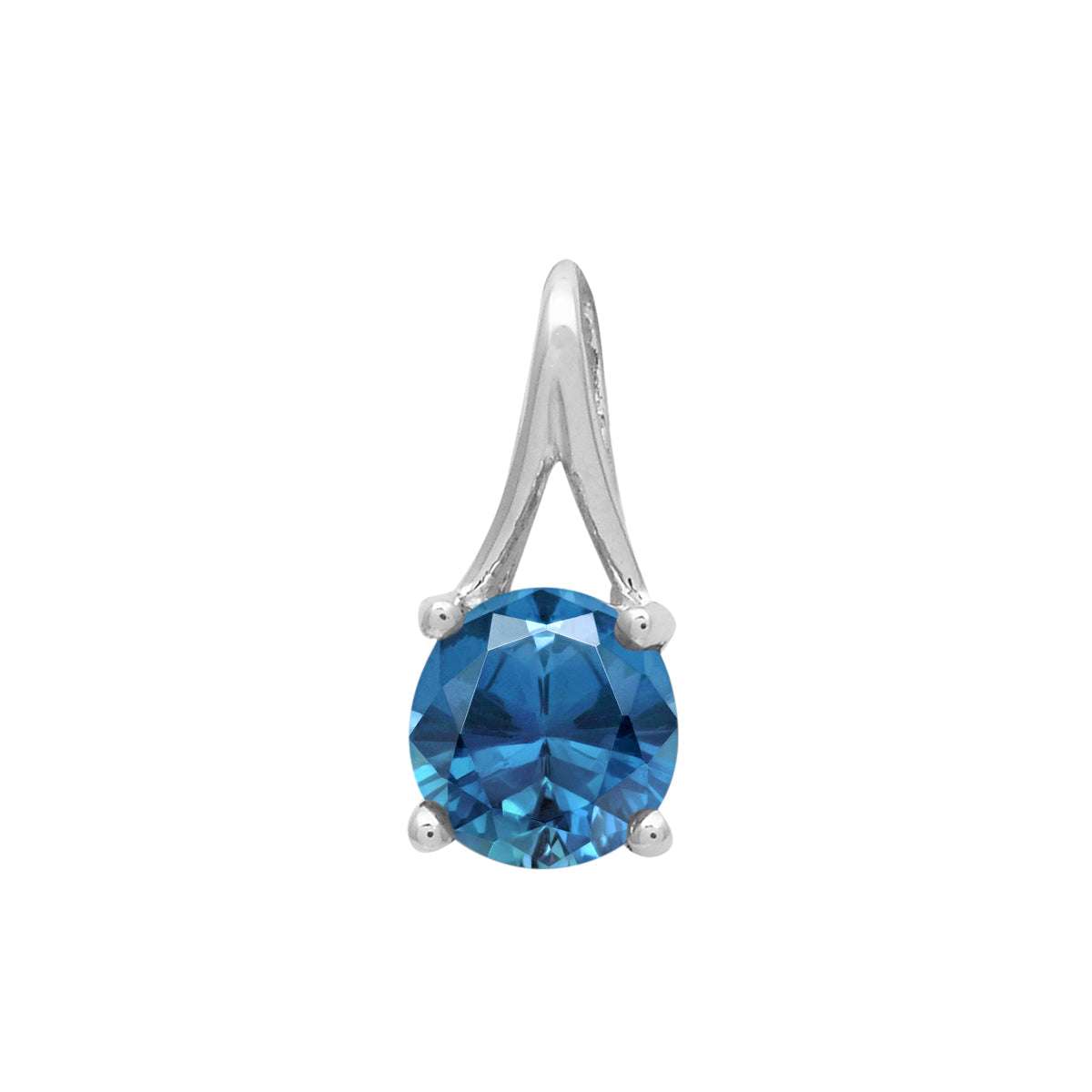 Multi Stone Round Solitaire Pendant - Sterling Silver