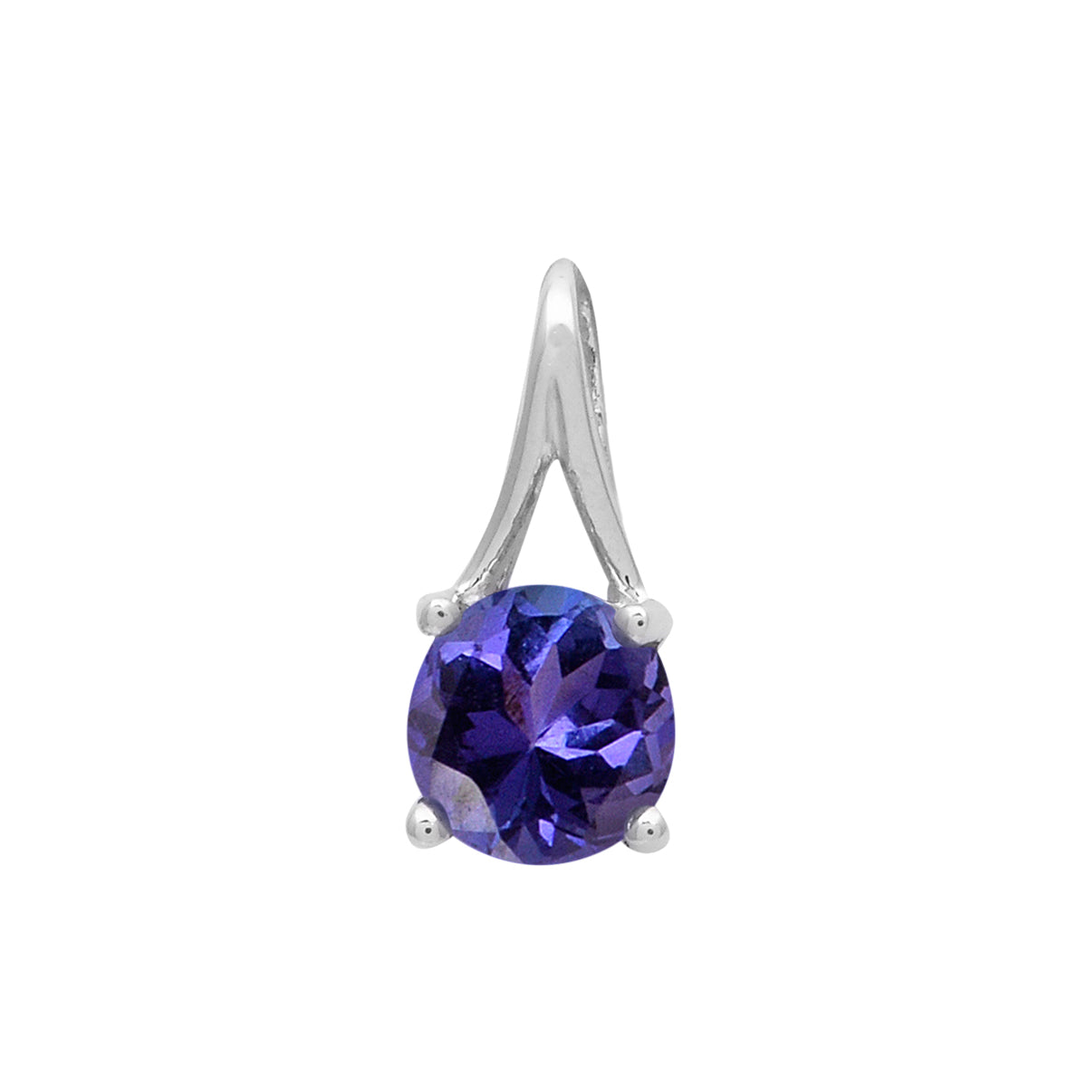 Multi Stone Round Solitaire Pendant - Sterling Silver