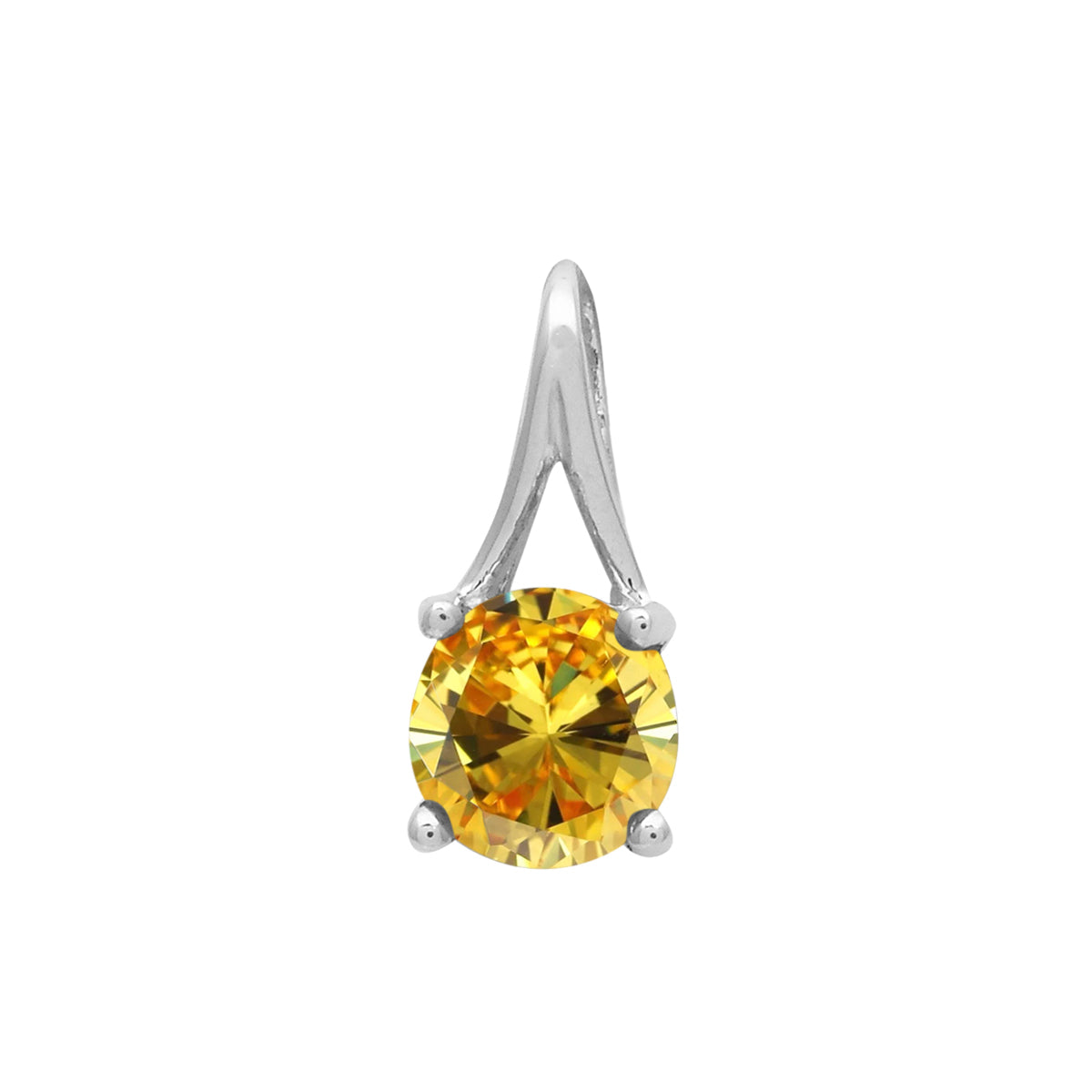 Multi Stone Round Solitaire Pendant - Sterling Silver