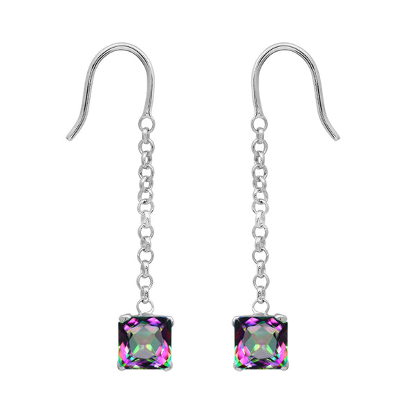 Tiny Stud Square Multi Choice Gemstone 925 Sterling Silver Earring