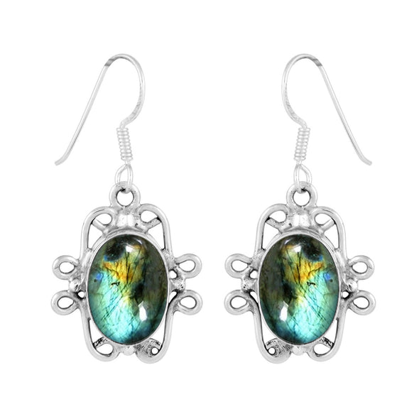 Solitaire Oval Drop Multi Choice Gemstone 925 Sterling Silver Earring