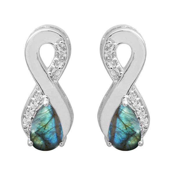 Art Deco Pear Multi Choice Gemstone 925 Sterling Silver Earring