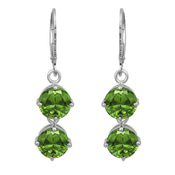 Dual Drop Round Multi Choice Gemstone 925 Sterling Silver Earring