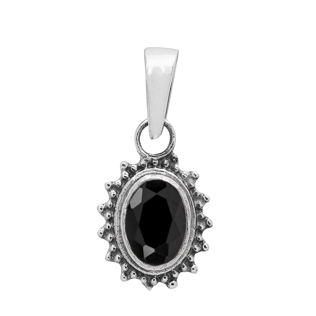 Multi Stone Silver Oval Pendant - Sterling Silver