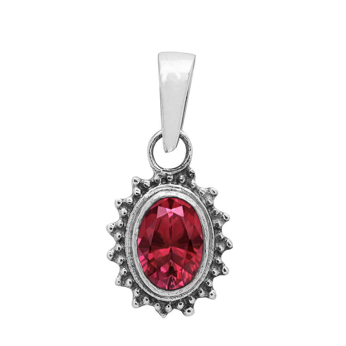 Multi Stone Silver Oval Pendant - Sterling Silver