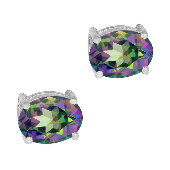 Solitaire Oval Multi Choice Gemstone 925 Sterling Silver Earring