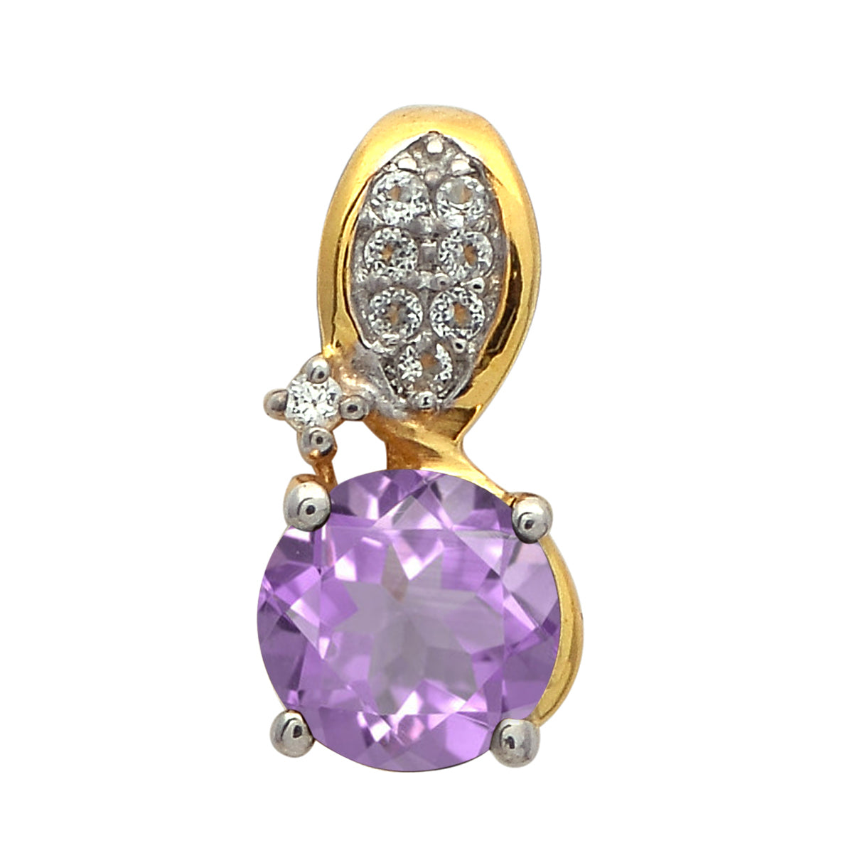 Multi Stone Round Solitaire Pendant - Sterling Silver