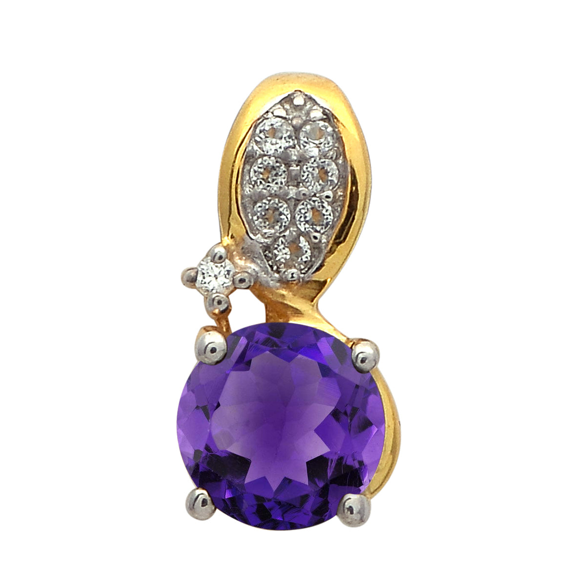 Multi Stone Round Solitaire Pendant - Sterling Silver