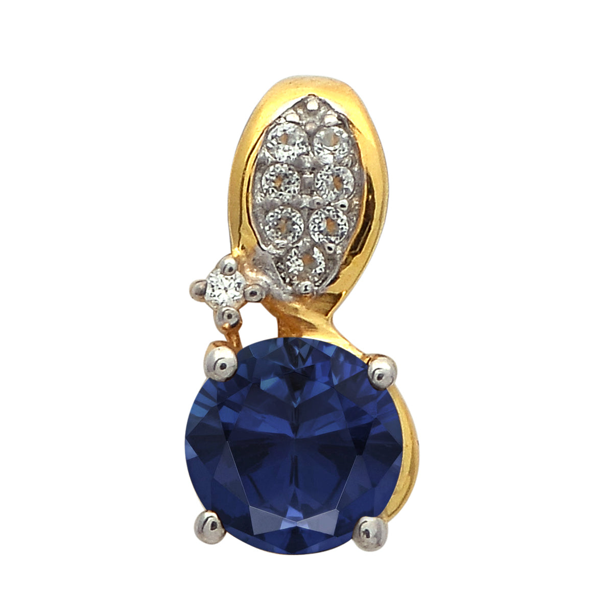 Multi Stone Round Solitaire Pendant - Sterling Silver