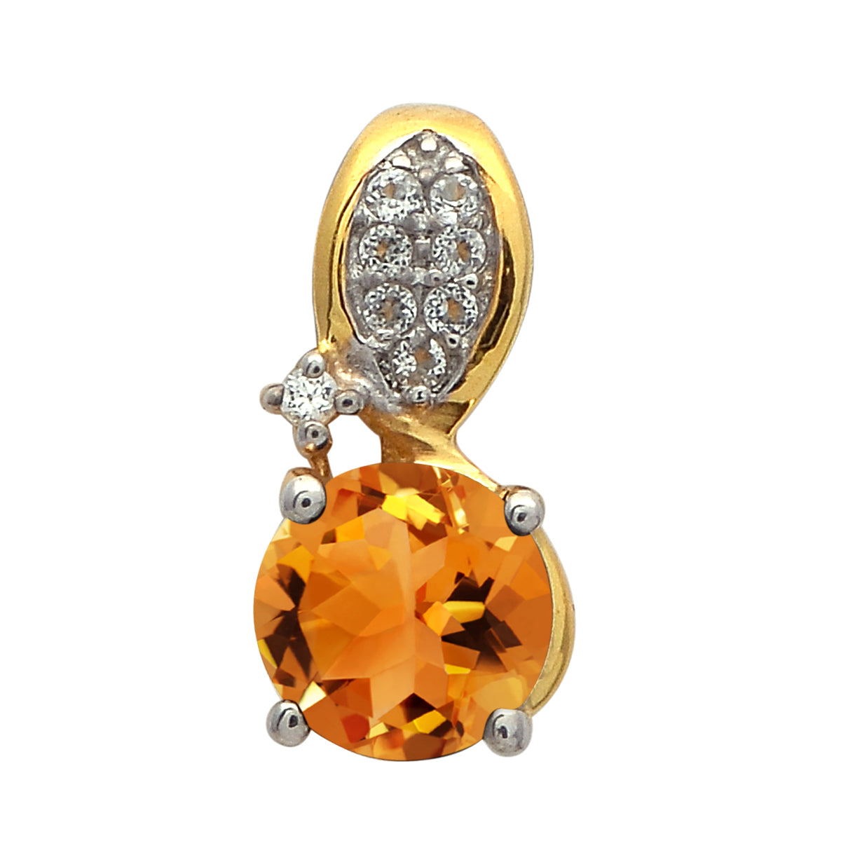 Multi Stone Round Solitaire Pendant - Sterling Silver