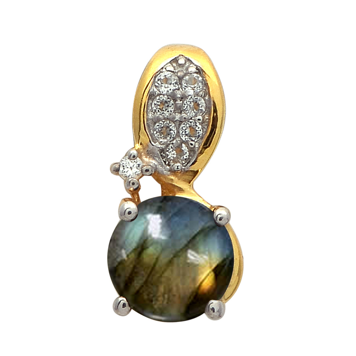 Multi Stone Round Solitaire Pendant - Sterling Silver