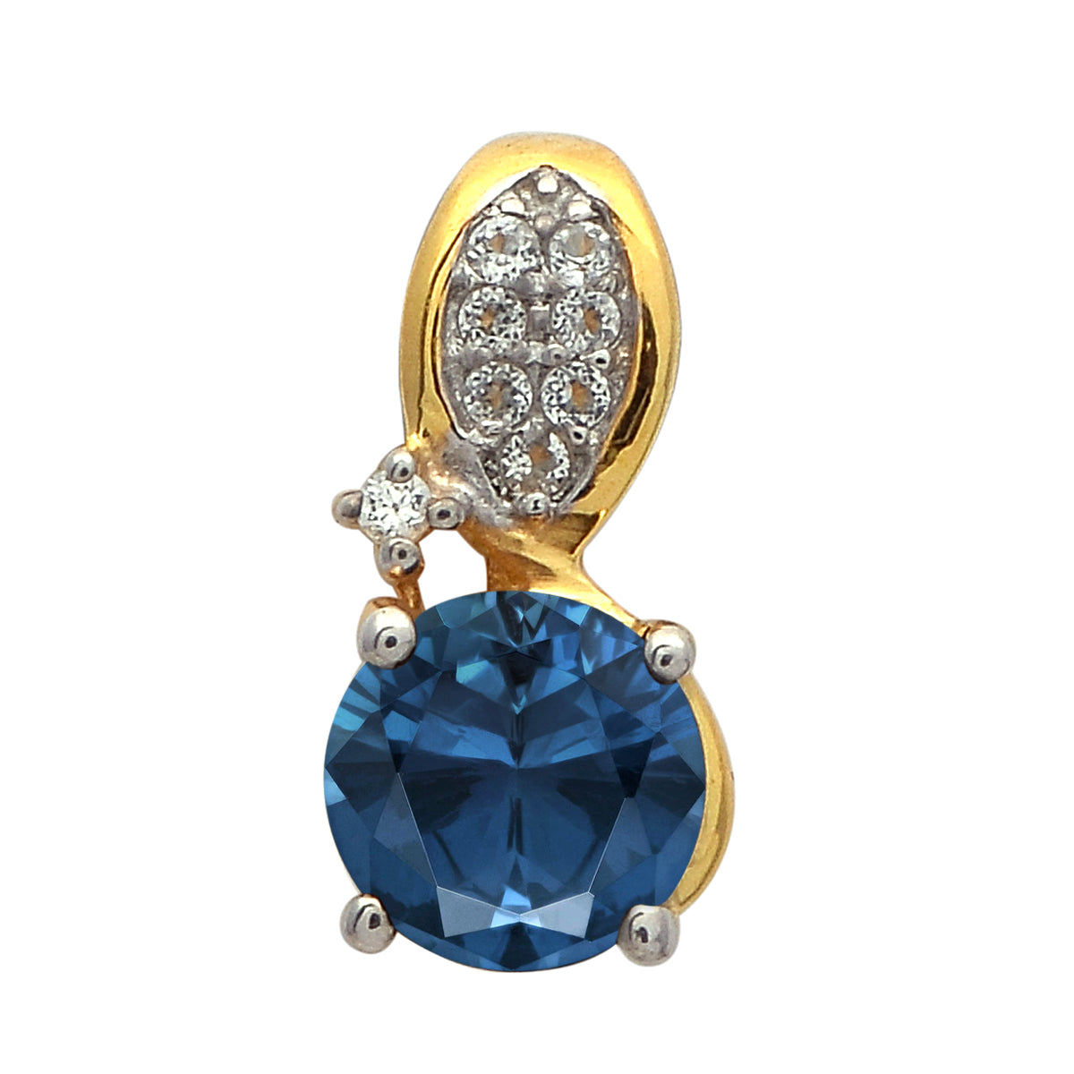 Multi Stone Round Solitaire Pendant - Sterling Silver