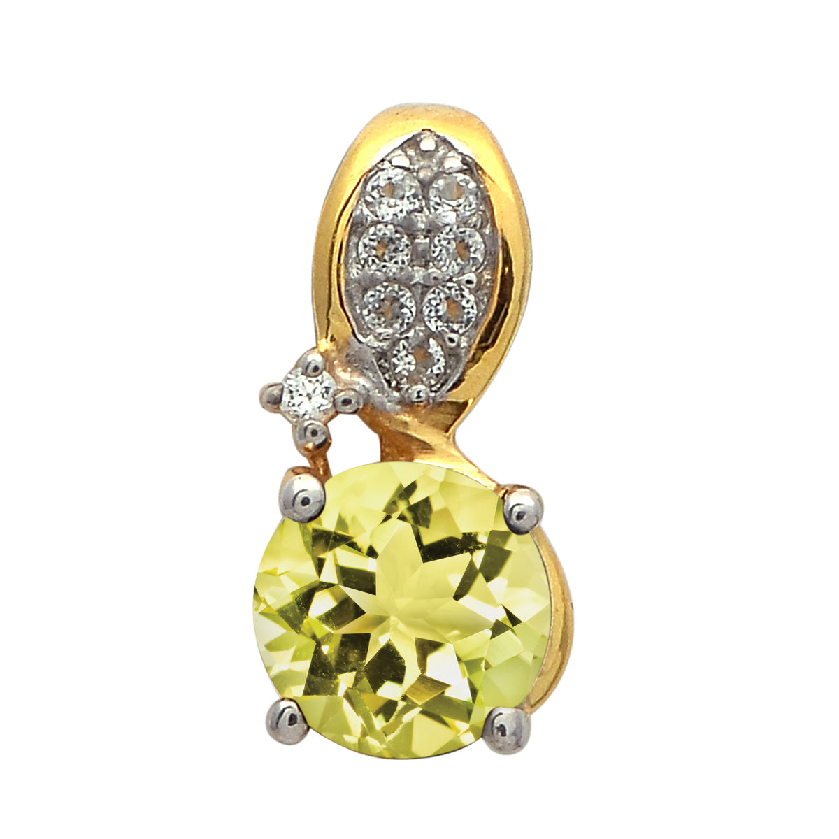 Multi Stone Round Solitaire Pendant - Sterling Silver