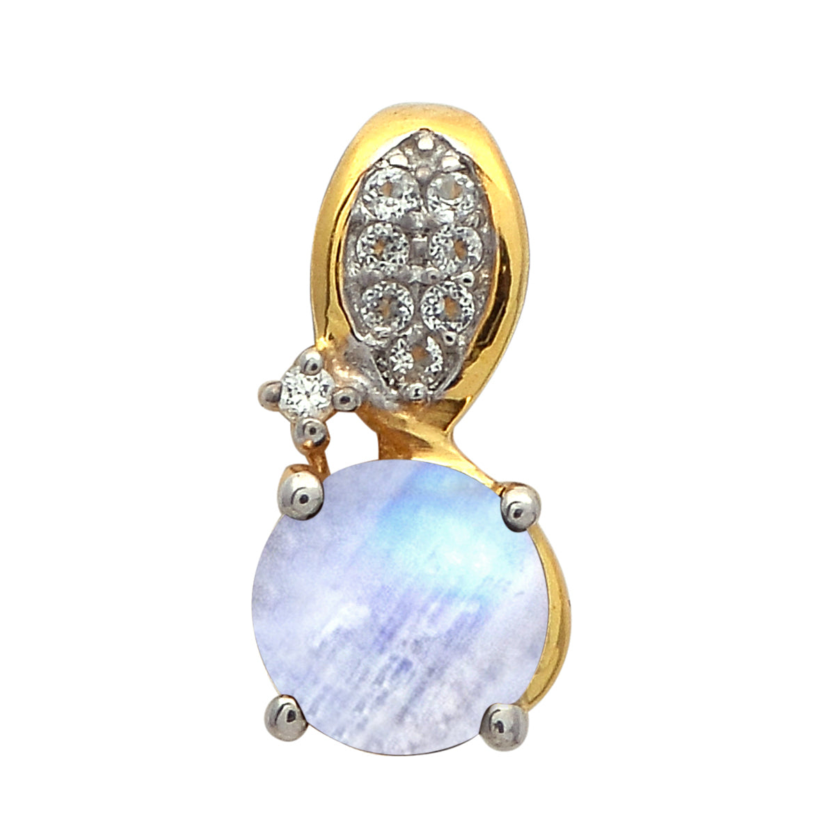 Multi Stone Round Solitaire Pendant - Sterling Silver