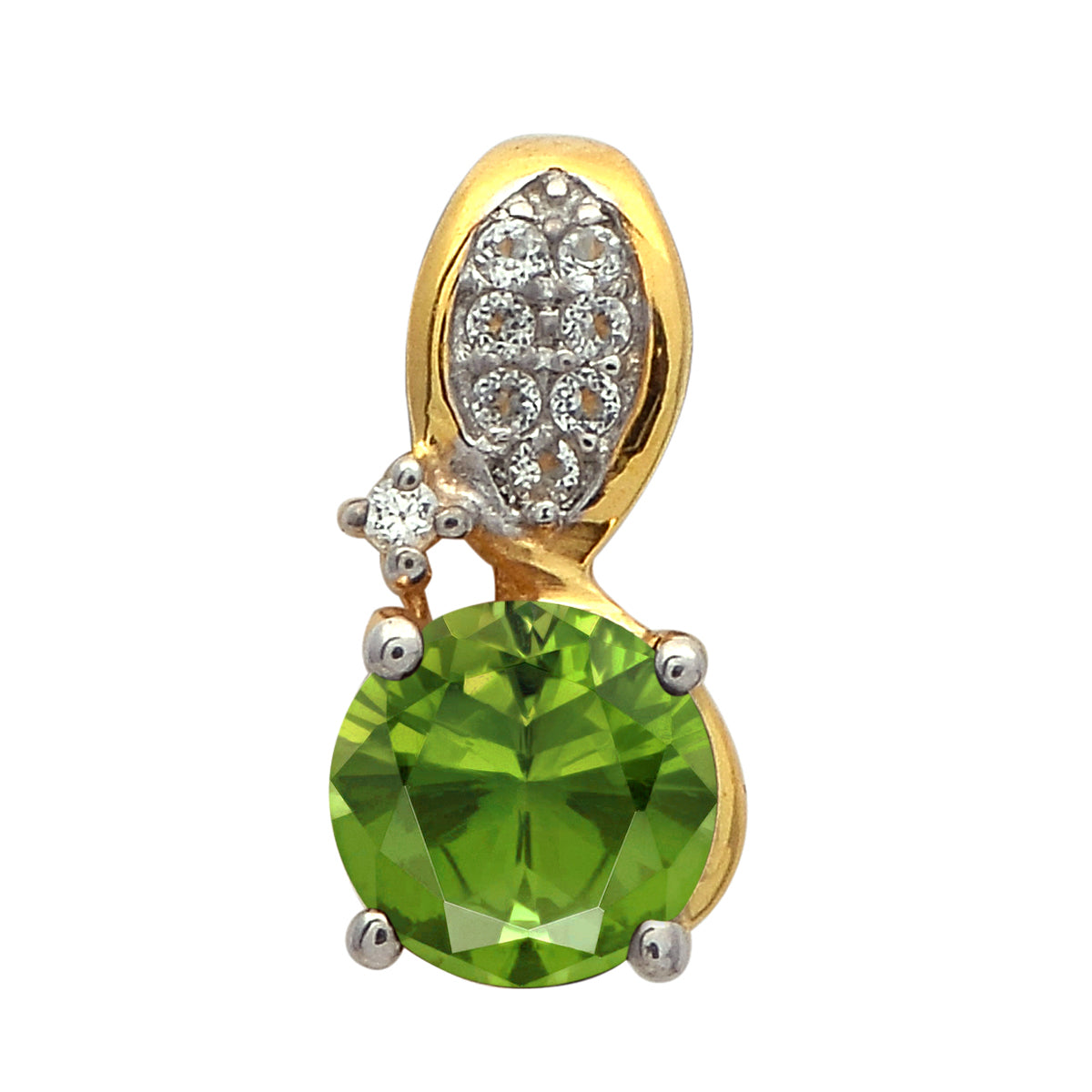 Multi Stone Round Solitaire Pendant - Sterling Silver