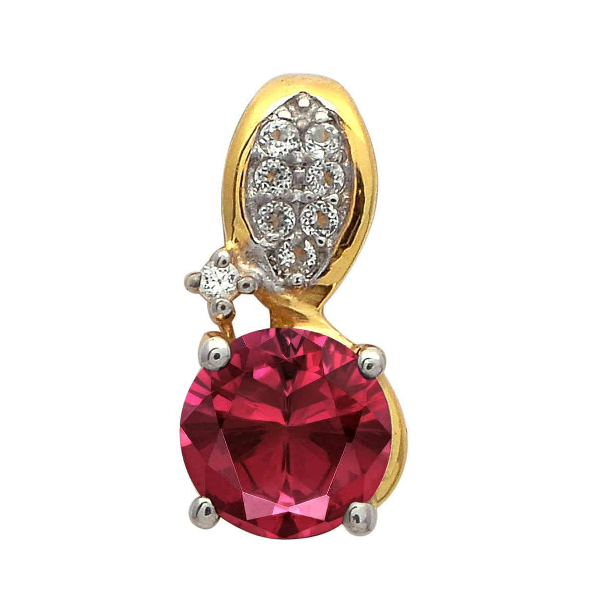 Multi Stone Round Solitaire Pendant - Sterling Silver