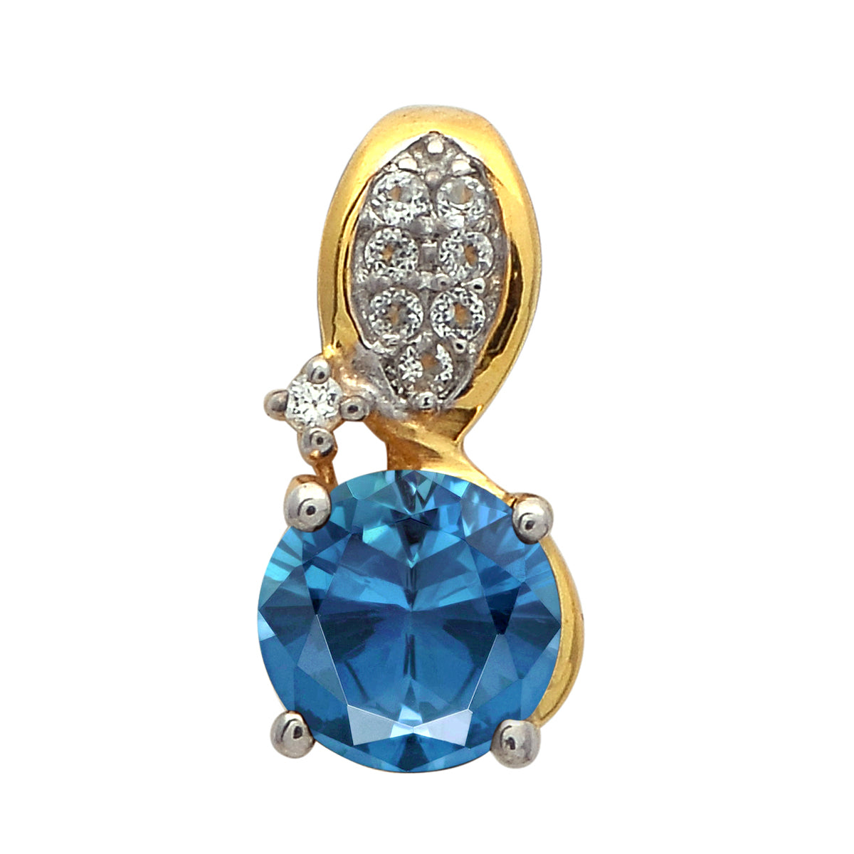 Multi Stone Round Solitaire Pendant - Sterling Silver
